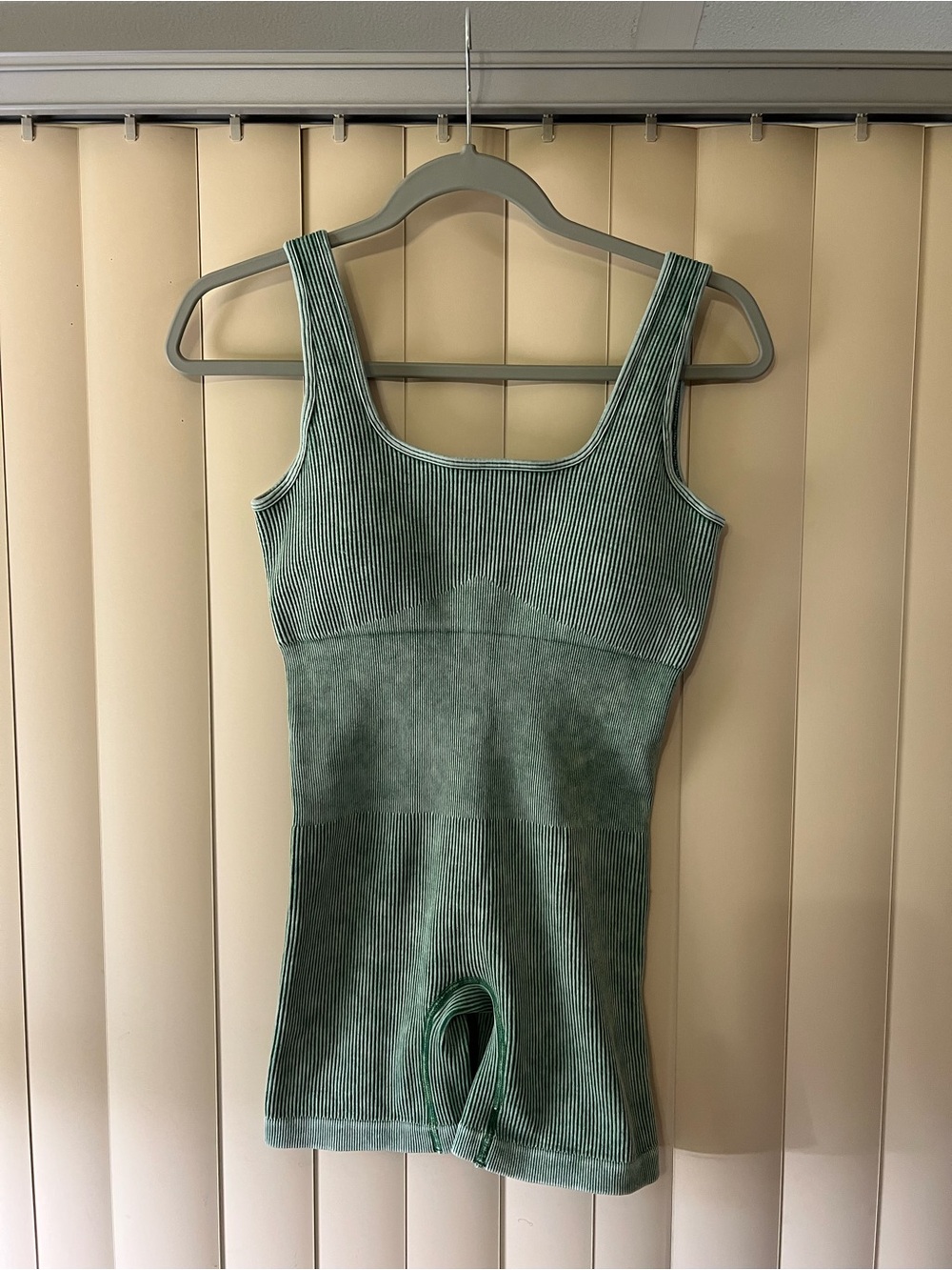 Zenana Outfitters Ribbed Seamless Romper in Green